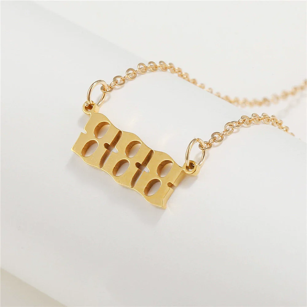 Wholesale Jewelry Stainless Steel Alloy Number Pendant Necklace With Electroplating Letters Numbers Text Pattern Unisex Sweet And Cool Style - Image 12