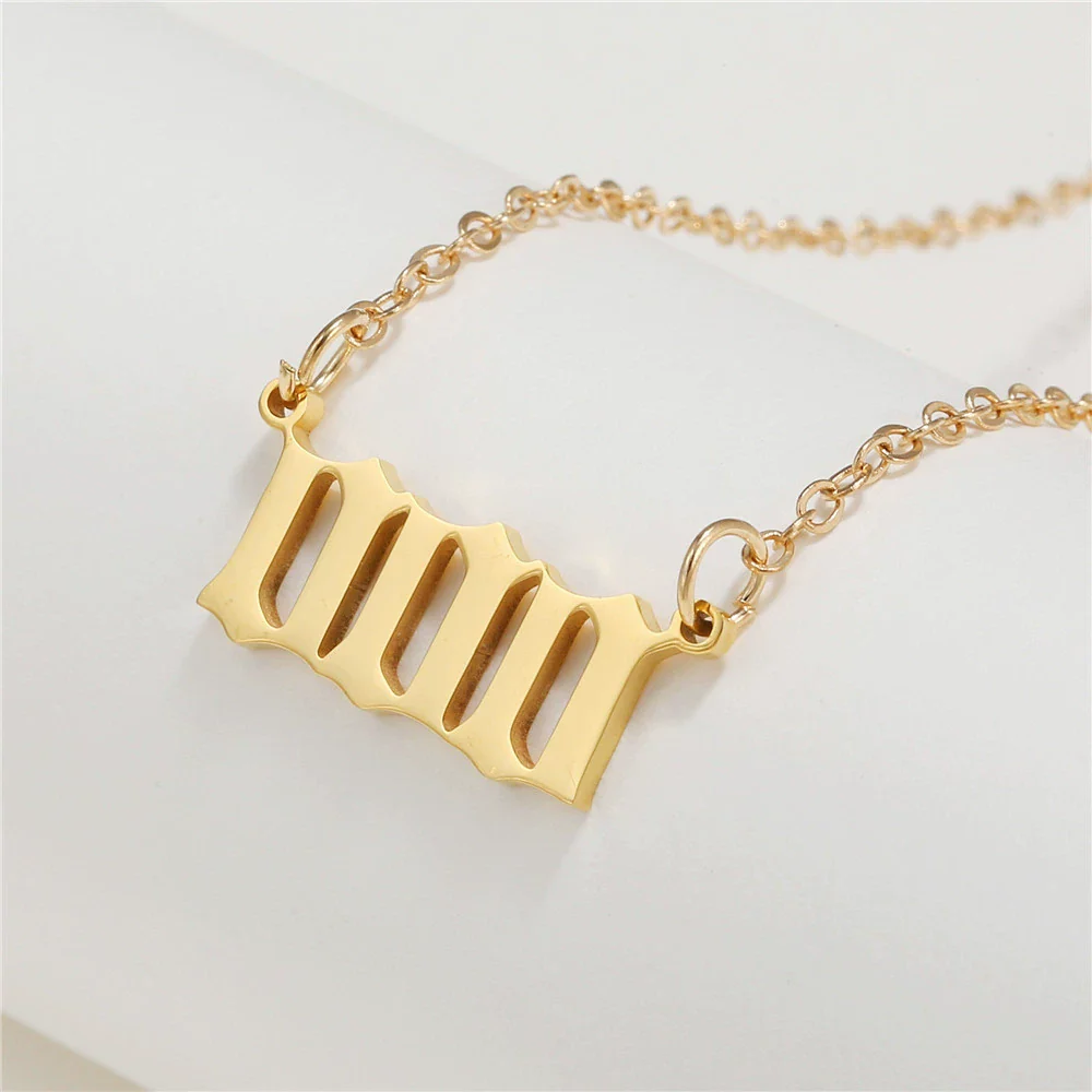 Wholesale Jewelry Stainless Steel Alloy Number Pendant Necklace With Electroplating Letters Numbers Text Pattern Unisex Sweet And Cool Style - Image 14