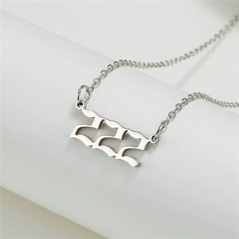 Wholesale Jewelry Stainless Steel Alloy Number Pendant Necklace With Electroplating Letters Numbers Text Pattern Unisex Sweet And Cool Style - Image 16