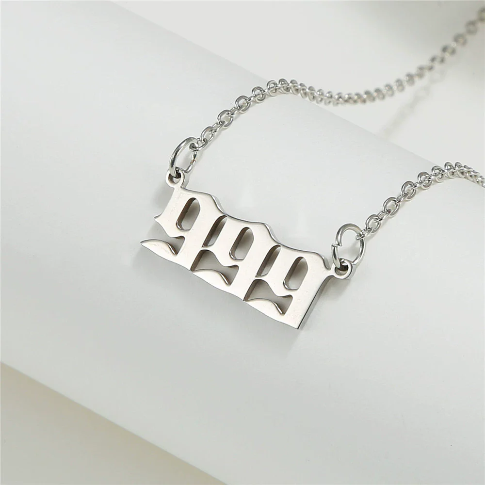 Wholesale Jewelry Stainless Steel Alloy Number Pendant Necklace With Electroplating Letters Numbers Text Pattern Unisex Sweet And Cool Style - Image 22