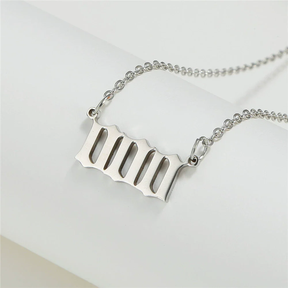 Wholesale Jewelry Stainless Steel Alloy Number Pendant Necklace With Electroplating Letters Numbers Text Pattern Unisex Sweet And Cool Style - Image 23
