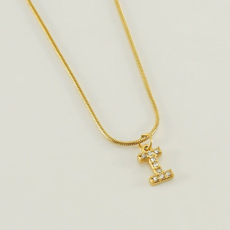 Wholesale Jewelry 316L Stainless Steel And 316L Stainless Steel Letter Pattern Snake Bone Chain Necklace For Women With Diamond And Electroplating - Image 14