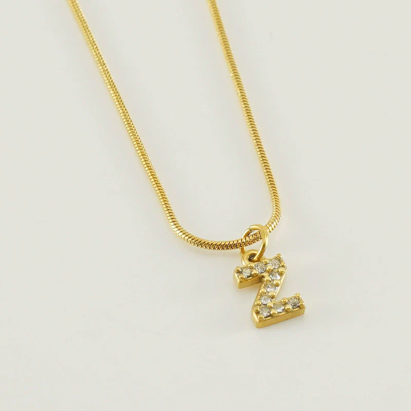 Wholesale Jewelry 316L Stainless Steel And 316L Stainless Steel Letter Pattern Snake Bone Chain Necklace For Women With Diamond And Electroplating - Image 31