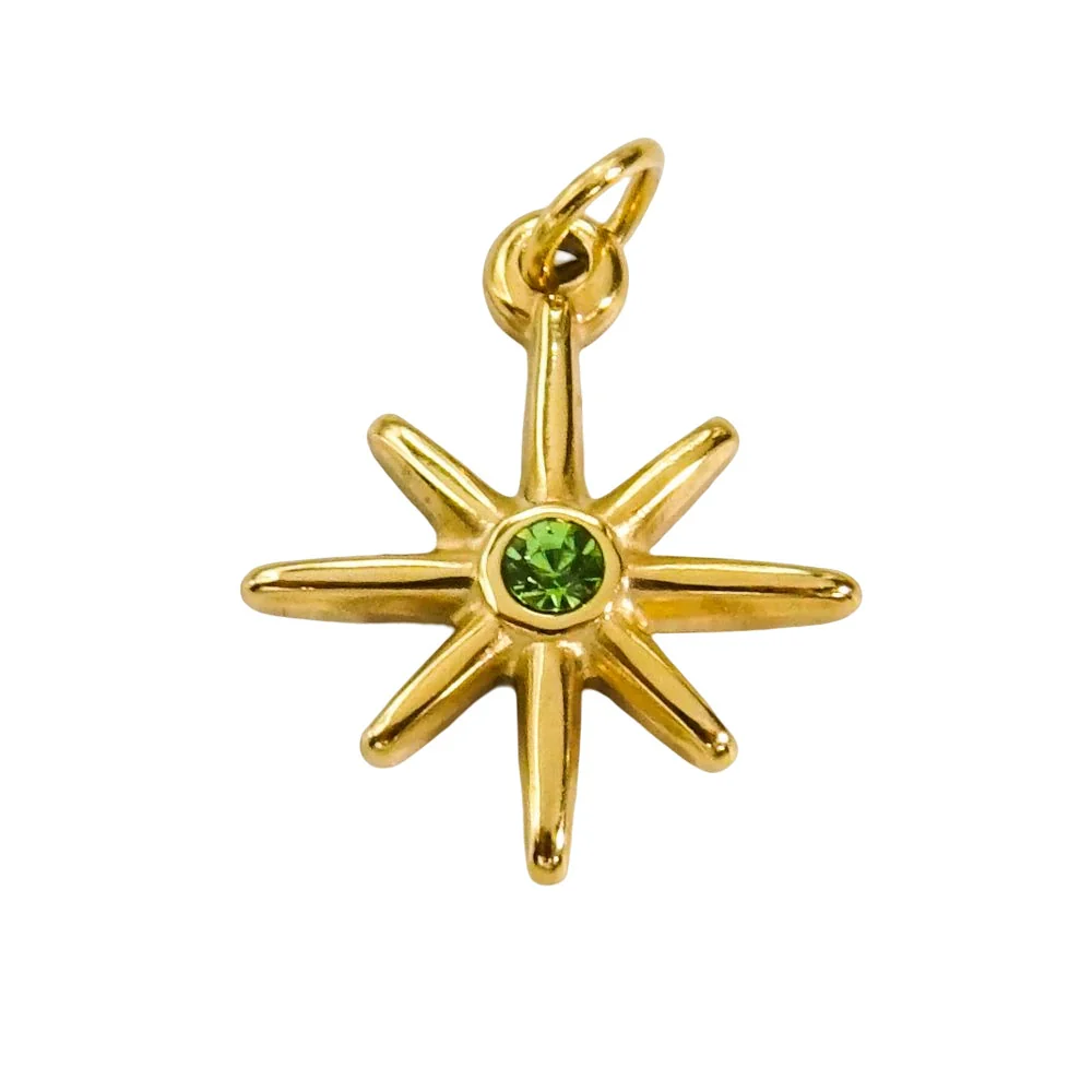 Wholesale Jewelry Stainless Steel And Zircon Inlaid Geometric Eightpointed Star Necklace Earrings Pendant With Vacuum In Furnace Electroplating - Image 5