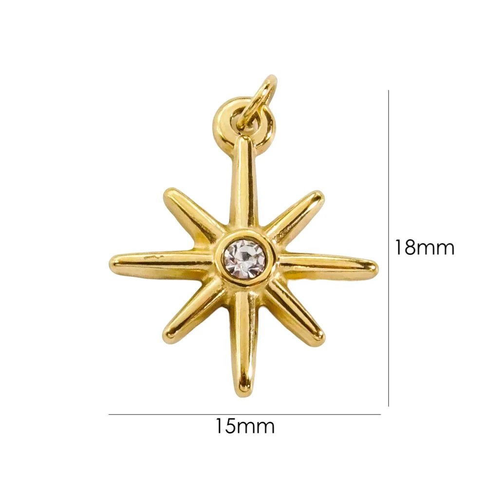 Wholesale Jewelry Stainless Steel And Zircon Inlaid Geometric Eightpointed Star Necklace Earrings Pendant With Vacuum In Furnace Electroplating - Image 9