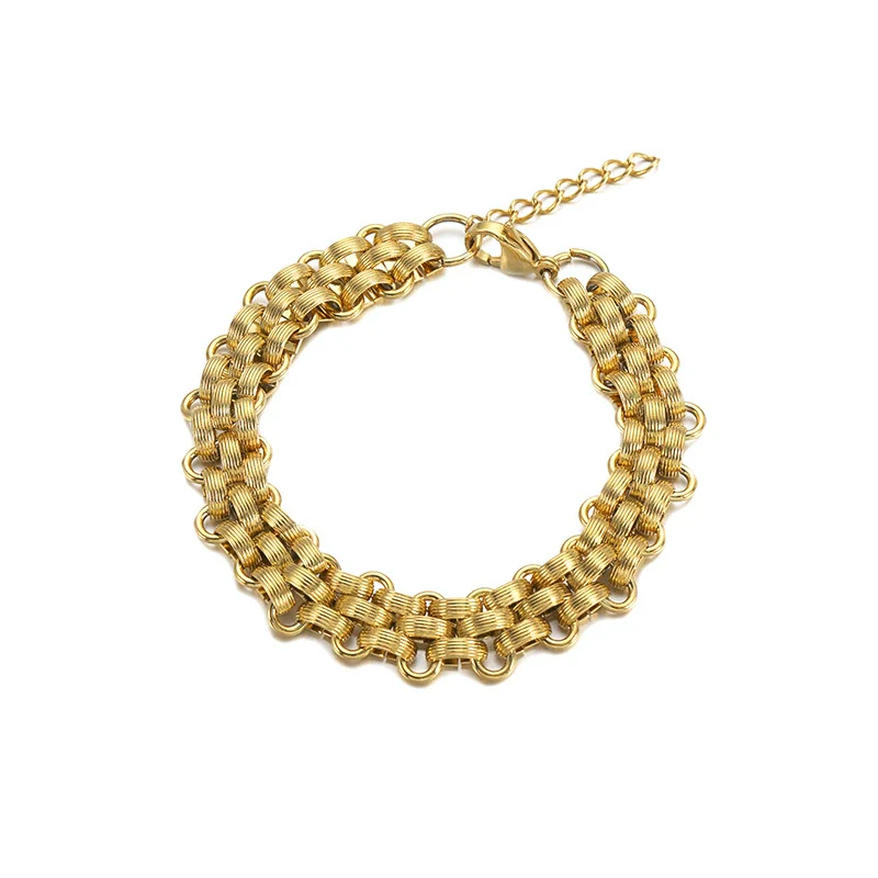 Wholesale Jewelry Stainless Steel Bold Woven Plaid Unisex Necklace With Electroplating - Image 3