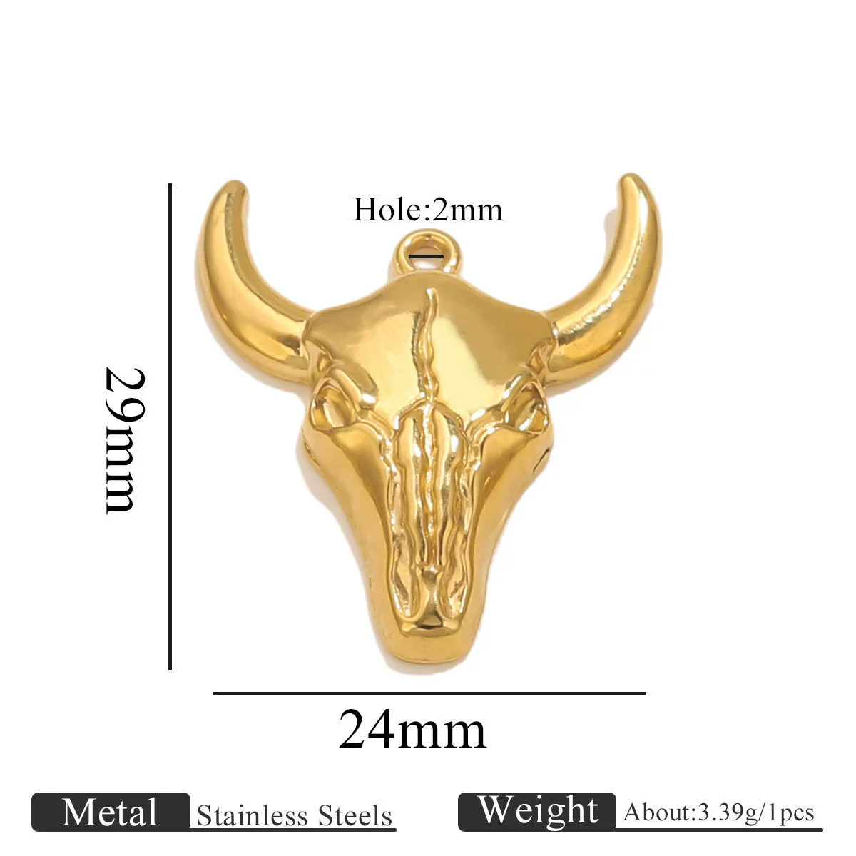 Wholesale Jewelry Stainless Steel Bull Head Animal Series Vacuum Goldplated Pendant Necklace - Image 13