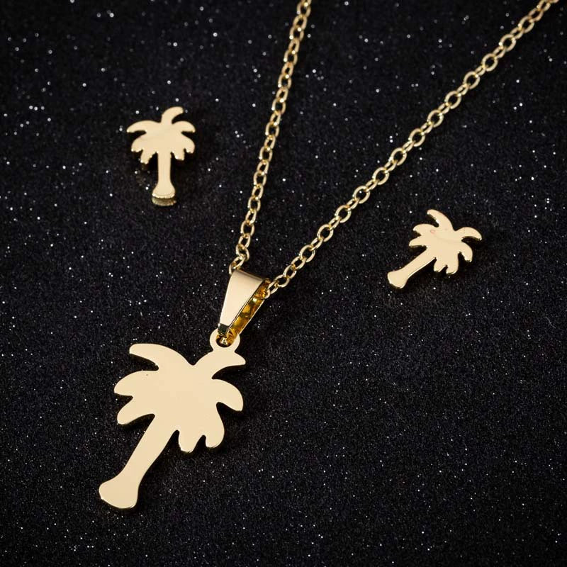 Wholesale Jewelry Stainless Steel Cartoon Animal Heartshaped Necklace Earrings Threepiece Set Electroplated Minimalist Style - Image 5