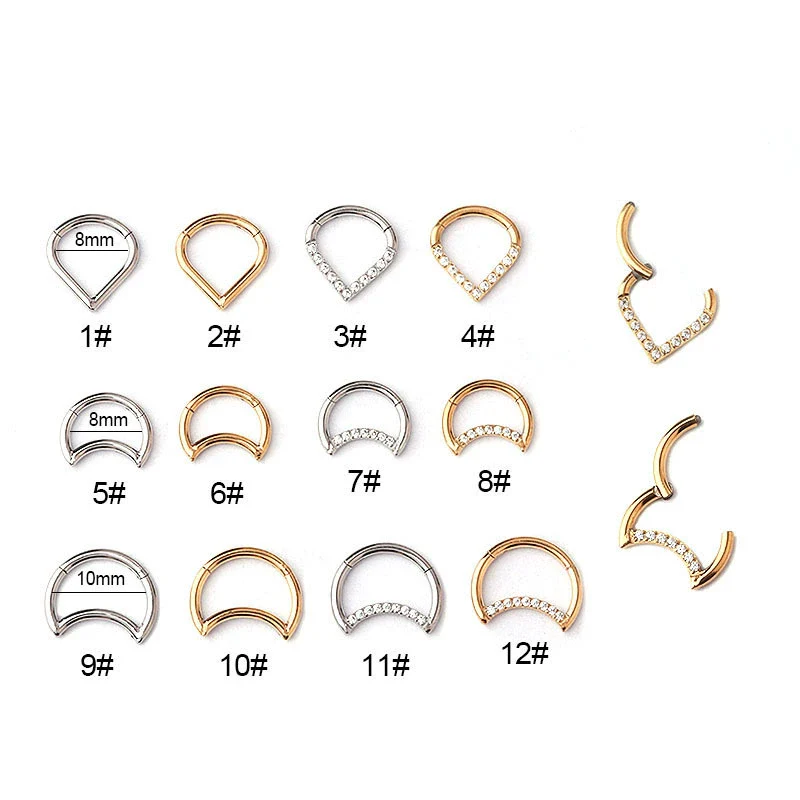 Wholesale Jewelry Stainless Steel Closed Ring Creative Moon And Drop Shape Ear Nose Puncture Ring Electroplated Unisex