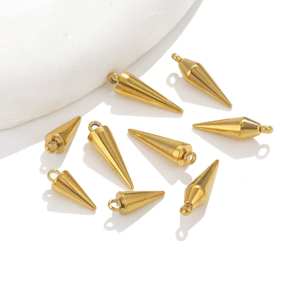 Wholesale Jewelry Stainless Steel Conical Pendant Electroplated Simple Earrings Accessories - Image 2