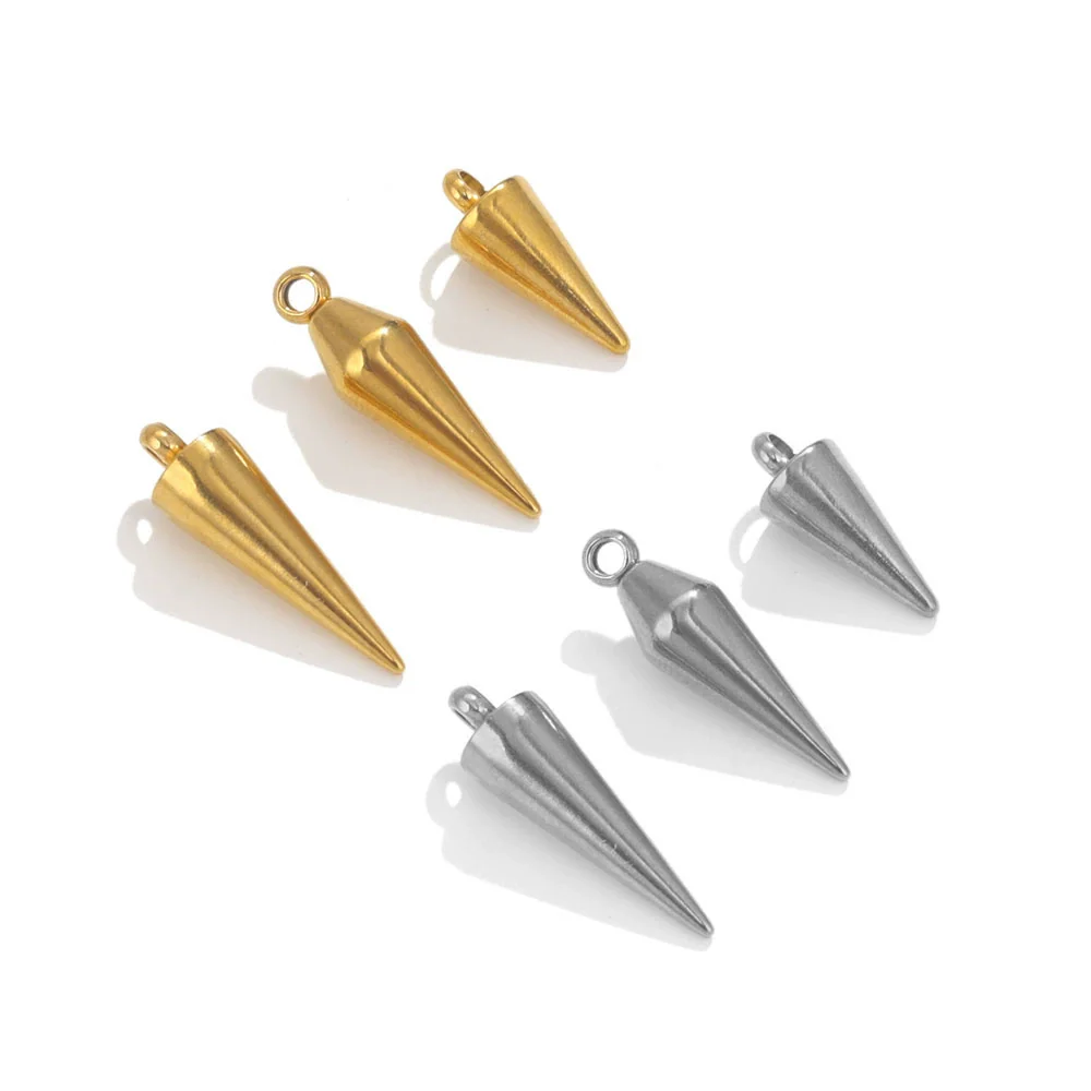 Wholesale Jewelry Stainless Steel Conical Pendant Electroplated Simple Earrings Accessories - Image 3