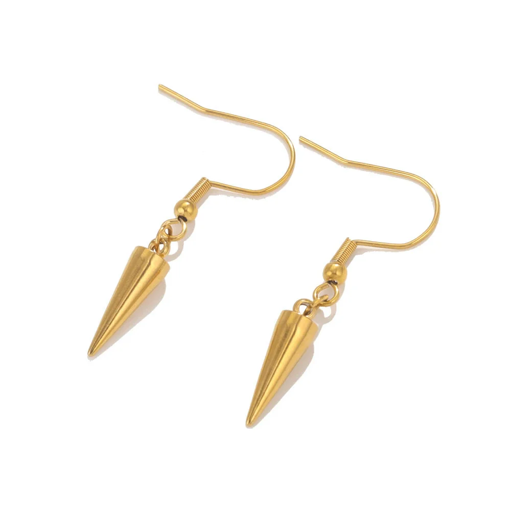 Wholesale Jewelry Stainless Steel Conical Pendant Electroplated Simple Earrings Accessories - Image 4