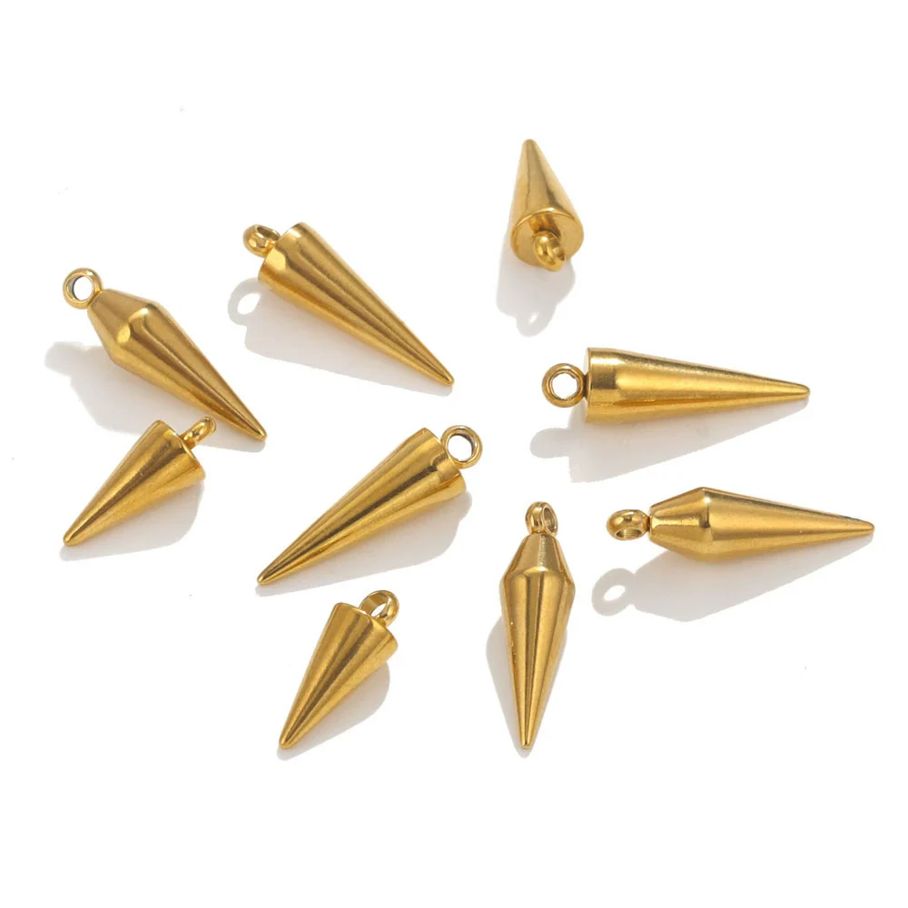 Wholesale Jewelry Stainless Steel Conical Pendant Electroplated Simple Earrings Accessories - Image 5