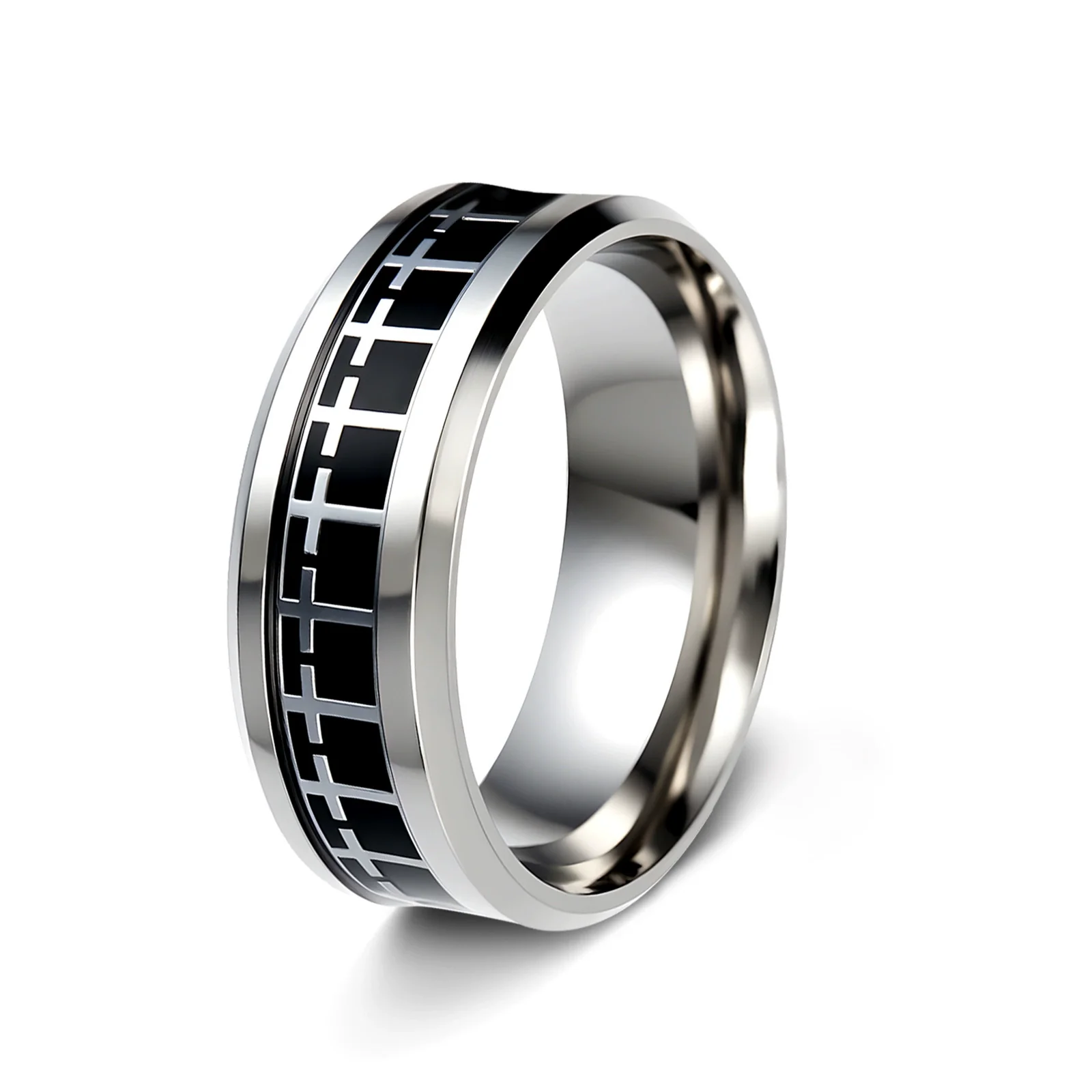 Wholesale Jewelry Stainless Steel Cross Unisex Ring Geometric Design Seiko - Image 10