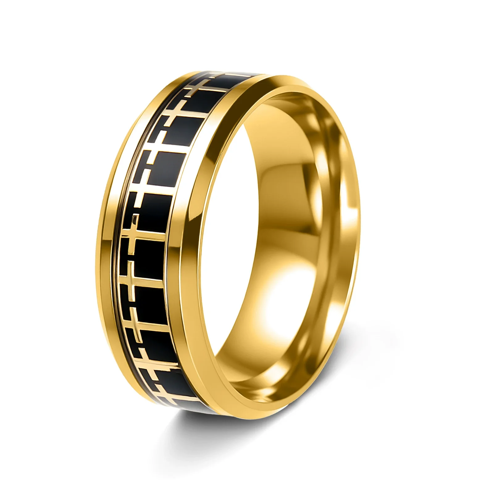 Wholesale Jewelry Stainless Steel Cross Unisex Ring Geometric Design Seiko - Image 11