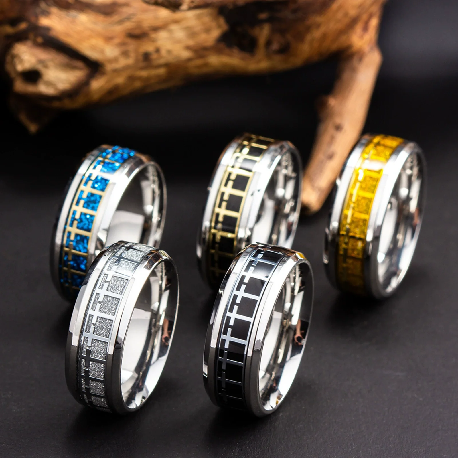 Wholesale Jewelry Stainless Steel Cross Unisex Ring Geometric Design Seiko - Image 3