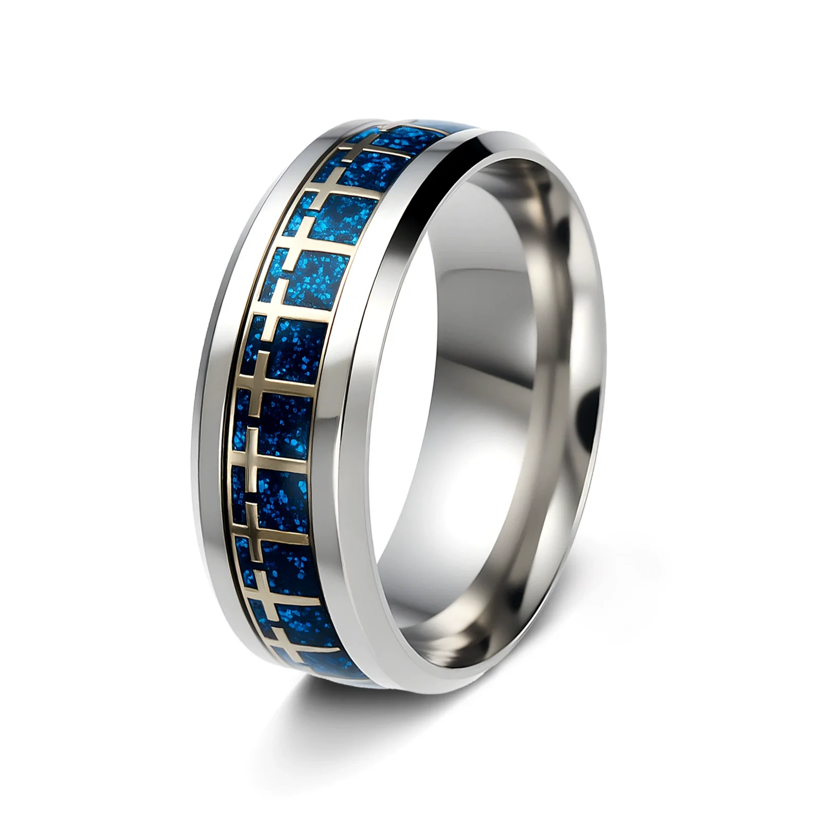 Wholesale Jewelry Stainless Steel Cross Unisex Ring Geometric Design Seiko - Image 8