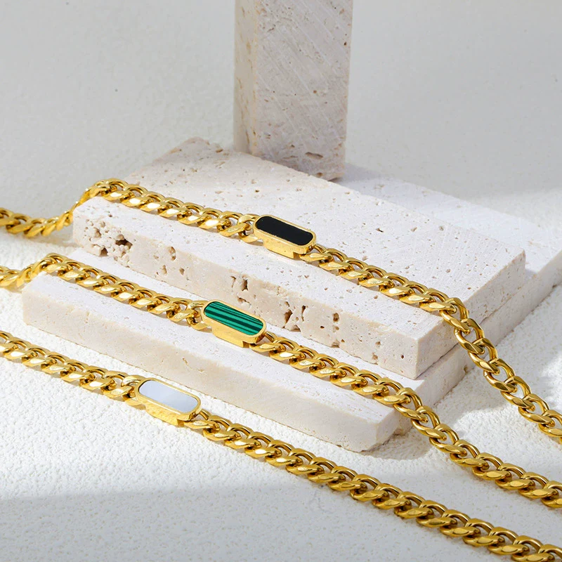 Wholesale Jewelry Stainless Steel Cuban Chain Constellation Geometric Electroplated Necklace Bracelet - Image 3