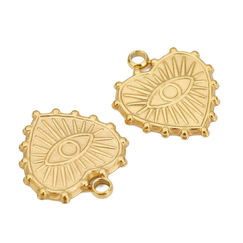 Wholesale Jewelry Stainless Steel Devil's Eye Heart Pendant Gold Electroplated