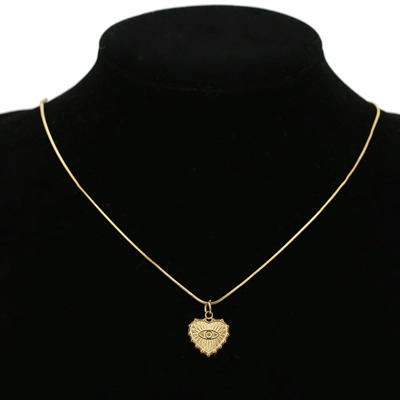 Wholesale Jewelry Stainless Steel Devil's Eye Heart Pendant Gold Electroplated - Image 2