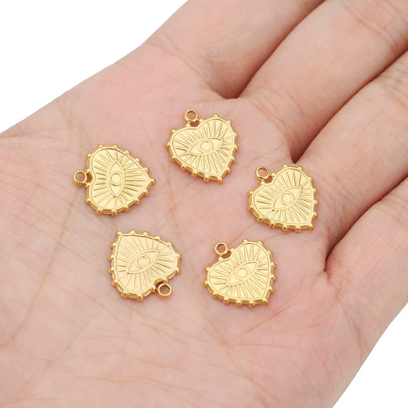 Wholesale Jewelry Stainless Steel Devil's Eye Heart Pendant Gold Electroplated - Image 3