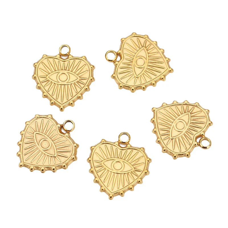 Wholesale Jewelry Stainless Steel Devil's Eye Heart Pendant Gold Electroplated - Image 4