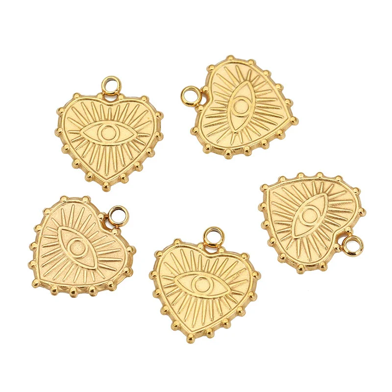 Wholesale Jewelry Stainless Steel Devil's Eye Heart Pendant Gold Electroplated - Image 5