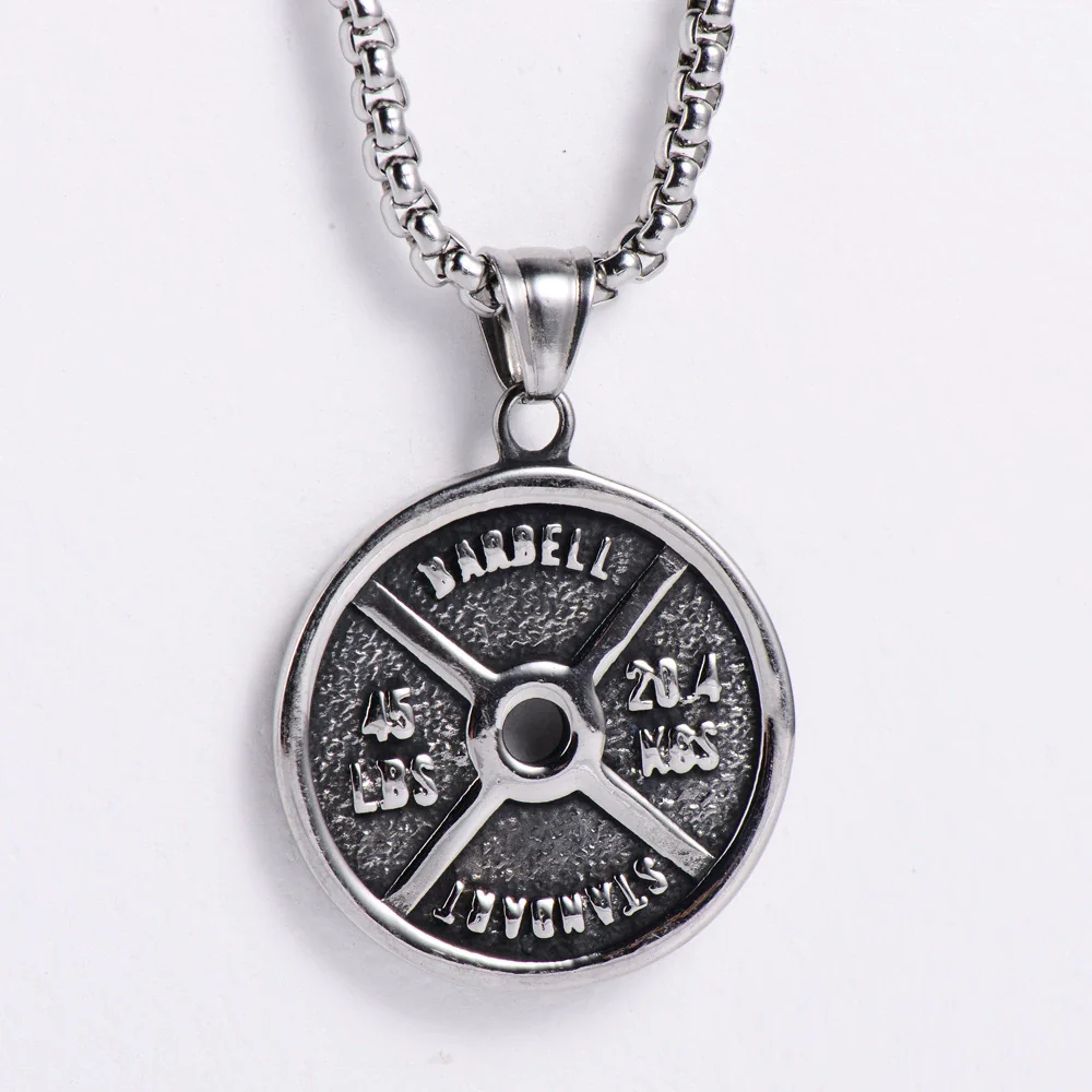 Wholesale Jewelry Stainless Steel Doublesided Doll Pattern Round Pendant Retro Punk Men's Necklace With Electroplating - Image 2