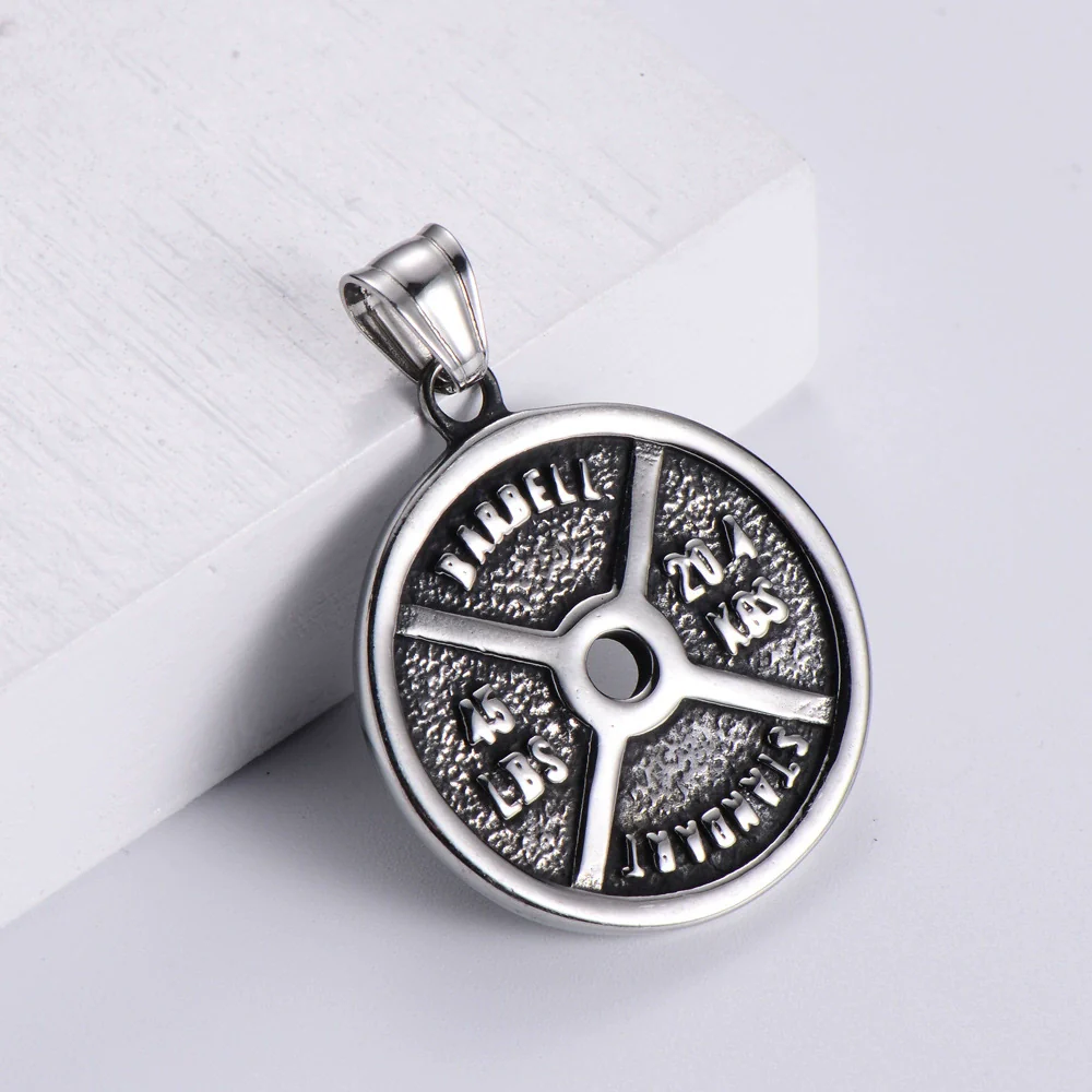 Wholesale Jewelry Stainless Steel Doublesided Doll Pattern Round Pendant Retro Punk Men's Necklace With Electroplating - Image 3