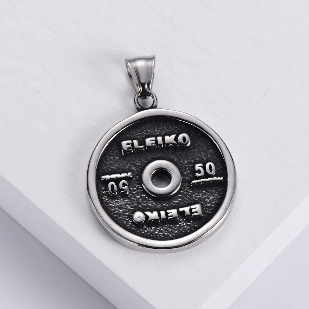 Wholesale Jewelry Stainless Steel Doublesided Doll Pattern Round Pendant Retro Punk Men's Necklace With Electroplating - Image 5