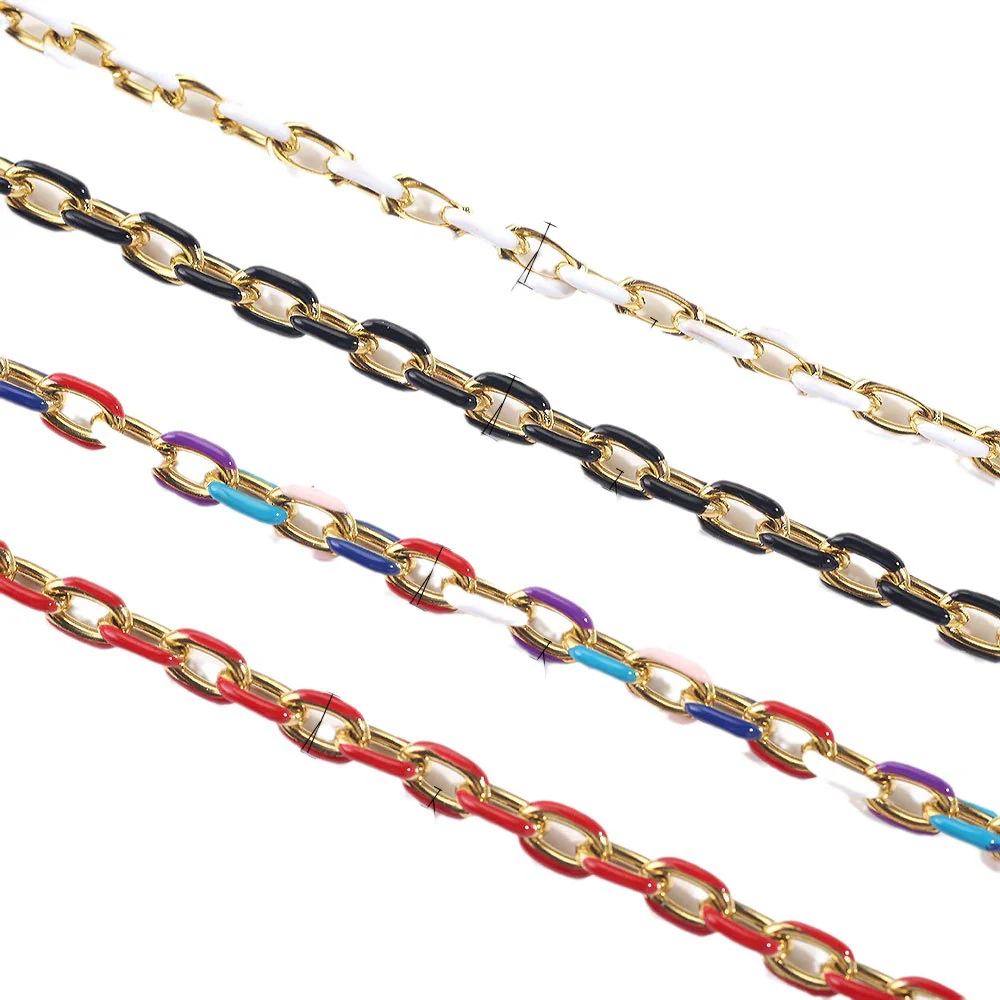 Wholesale Jewelry Stainless Steel Enamel Oil Drop Chain Handmade Bracelet Necklace - Image 5