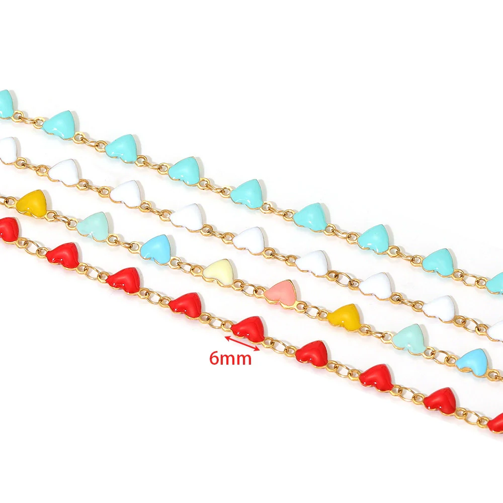 Wholesale Jewelry Stainless Steel Exotic Peach Heart Shape Dripping Oil Handmade Chain Necklace Bracelet Accessories - Image 2