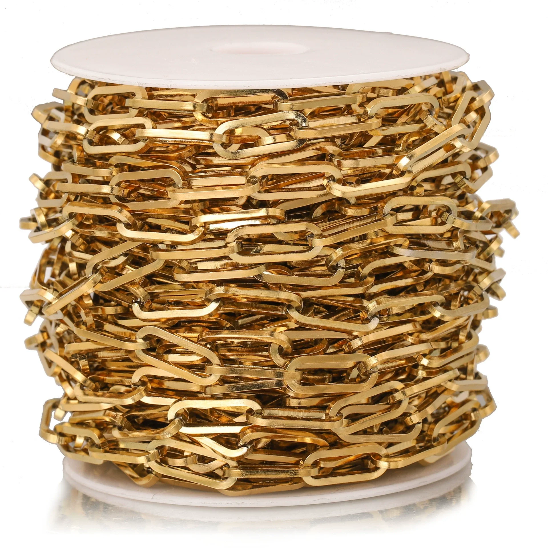 Wholesale Jewelry Stainless Steel Flat Chain With Ellipse Pattern And Electroplating Treatment
