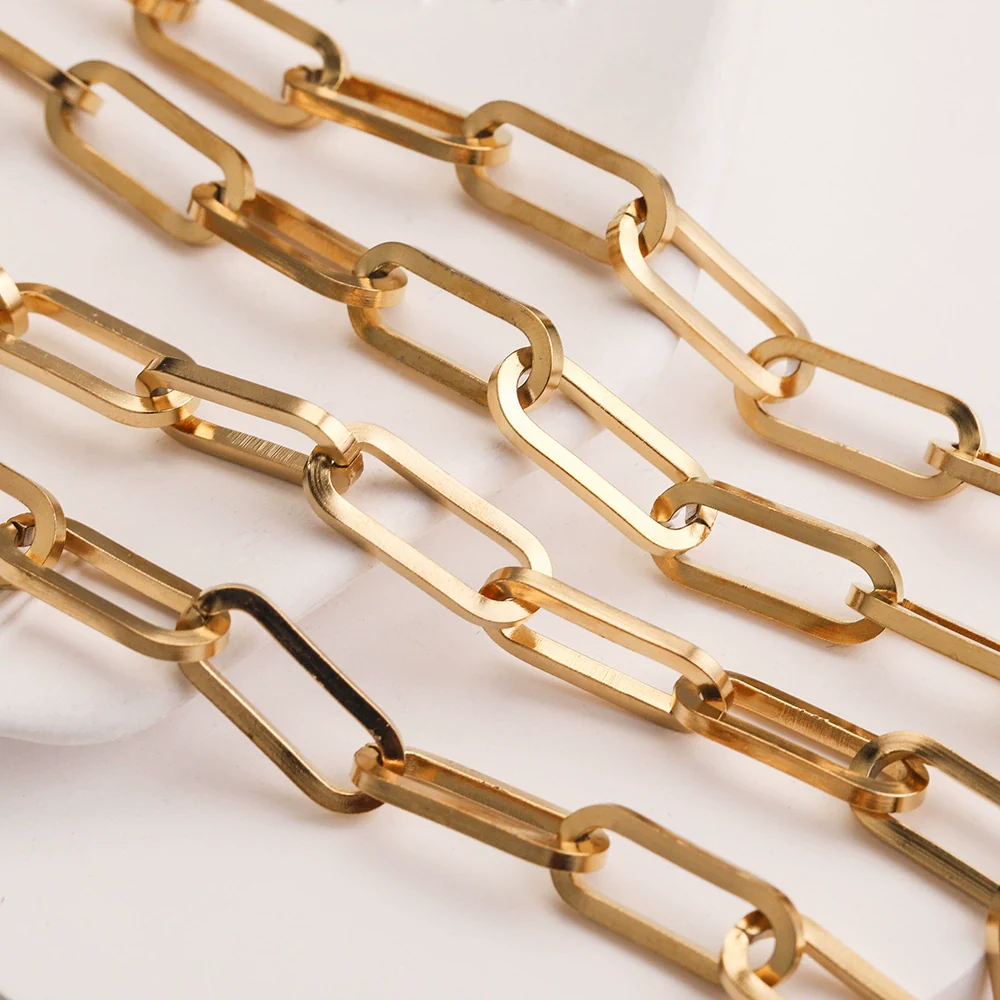 Wholesale Jewelry Stainless Steel Flat Chain With Ellipse Pattern And Electroplating Treatment - Image 3