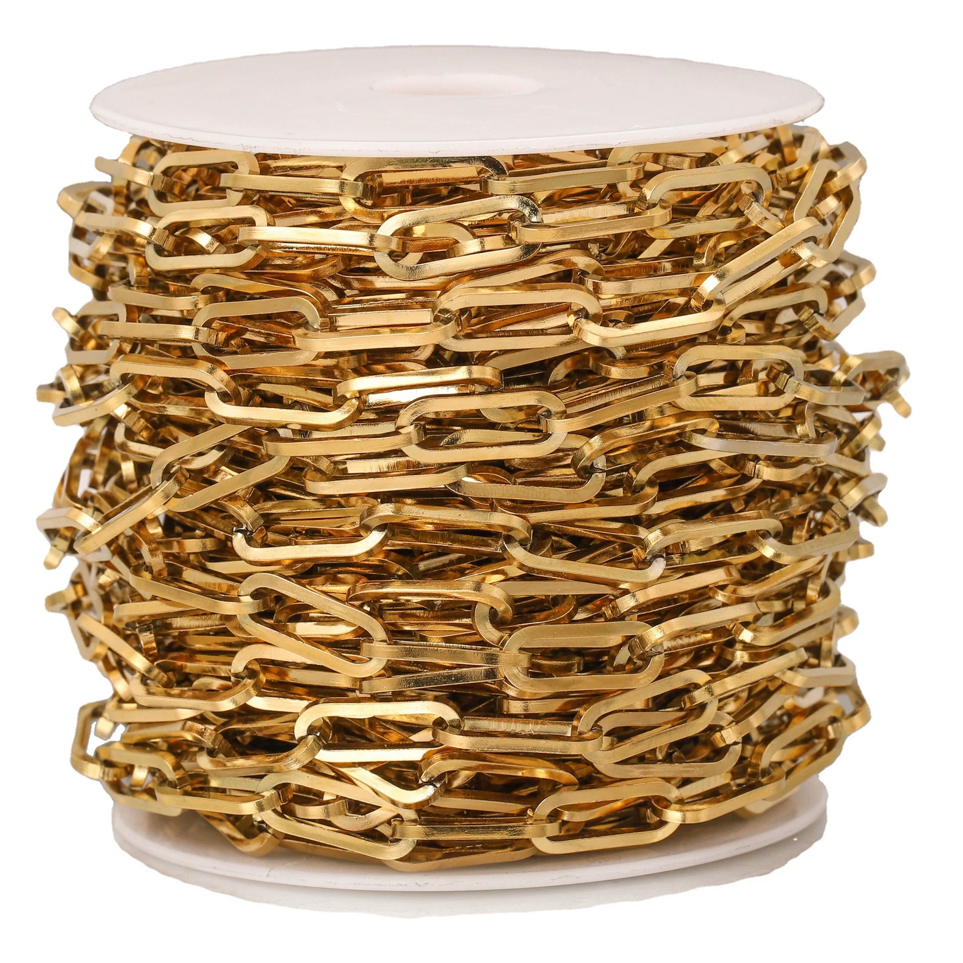 Wholesale Jewelry Stainless Steel Flat Chain With Ellipse Pattern And Electroplating Treatment - Image 5