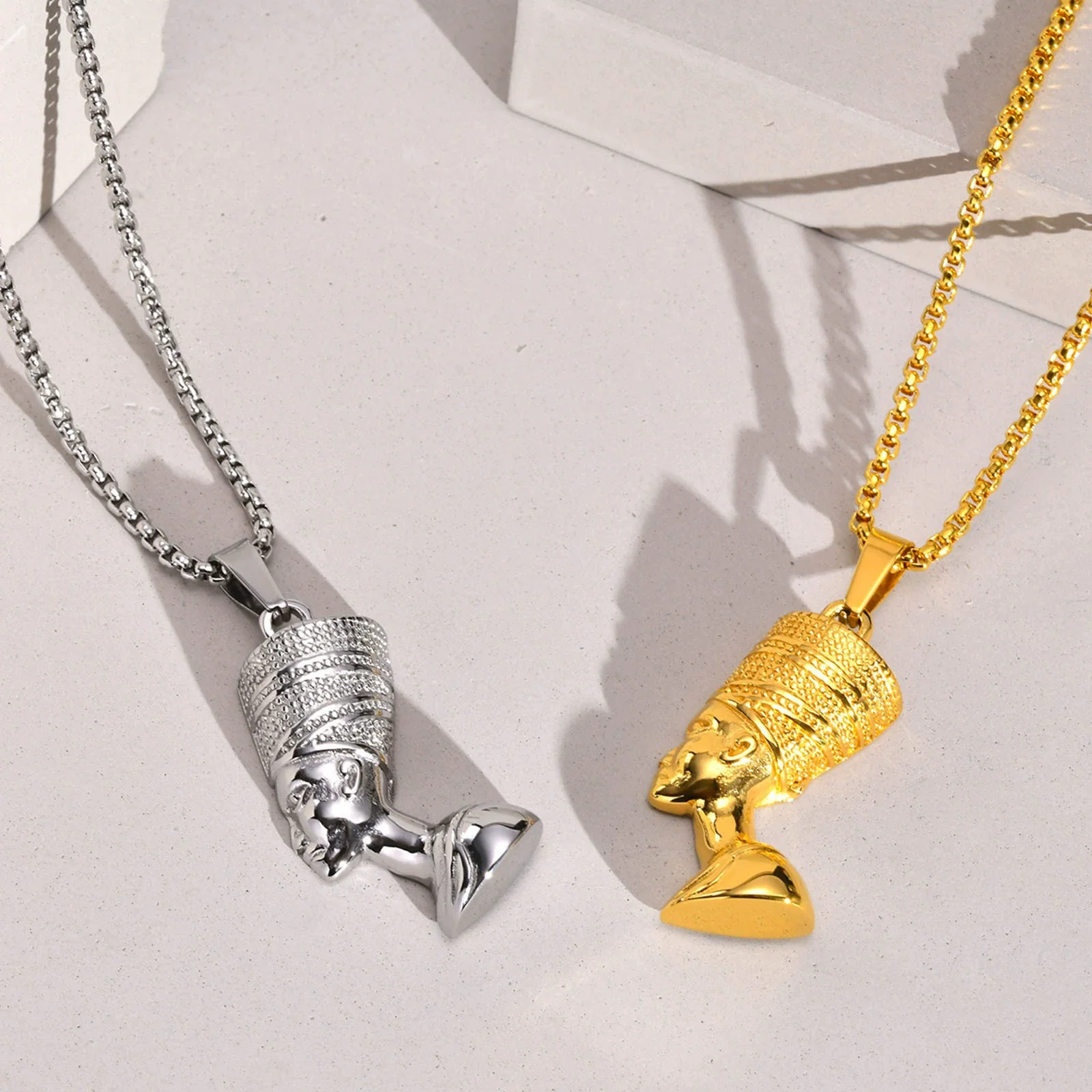 Wholesale Jewelry Stainless Steel Geometric Cartoon Pendant Necklace With Electroplating