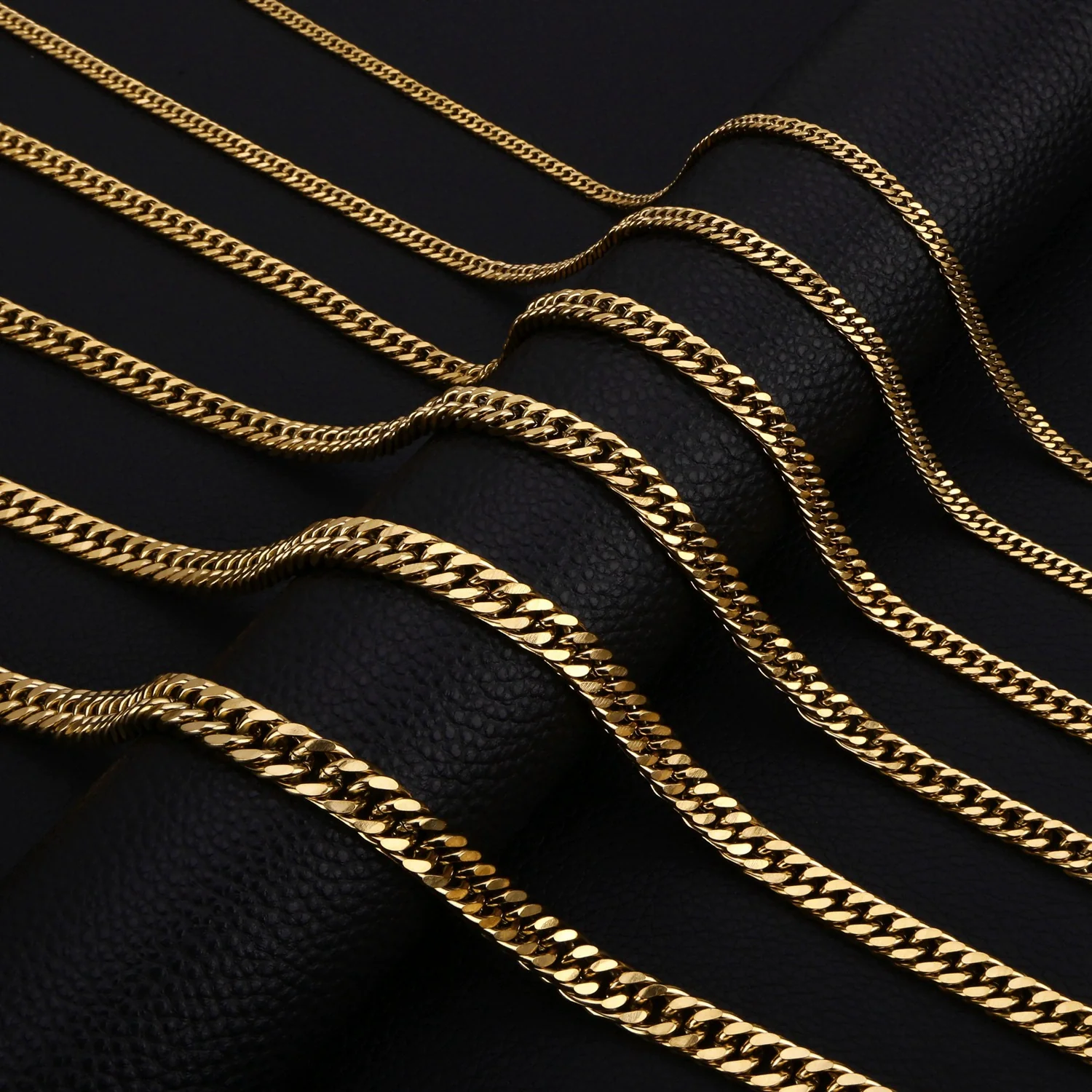 Wholesale Jewelry Stainless Steel Geometric Double Woven Double Buckle Four Sided Grinding Cuban Chain Electroplating Unisex - Image 2