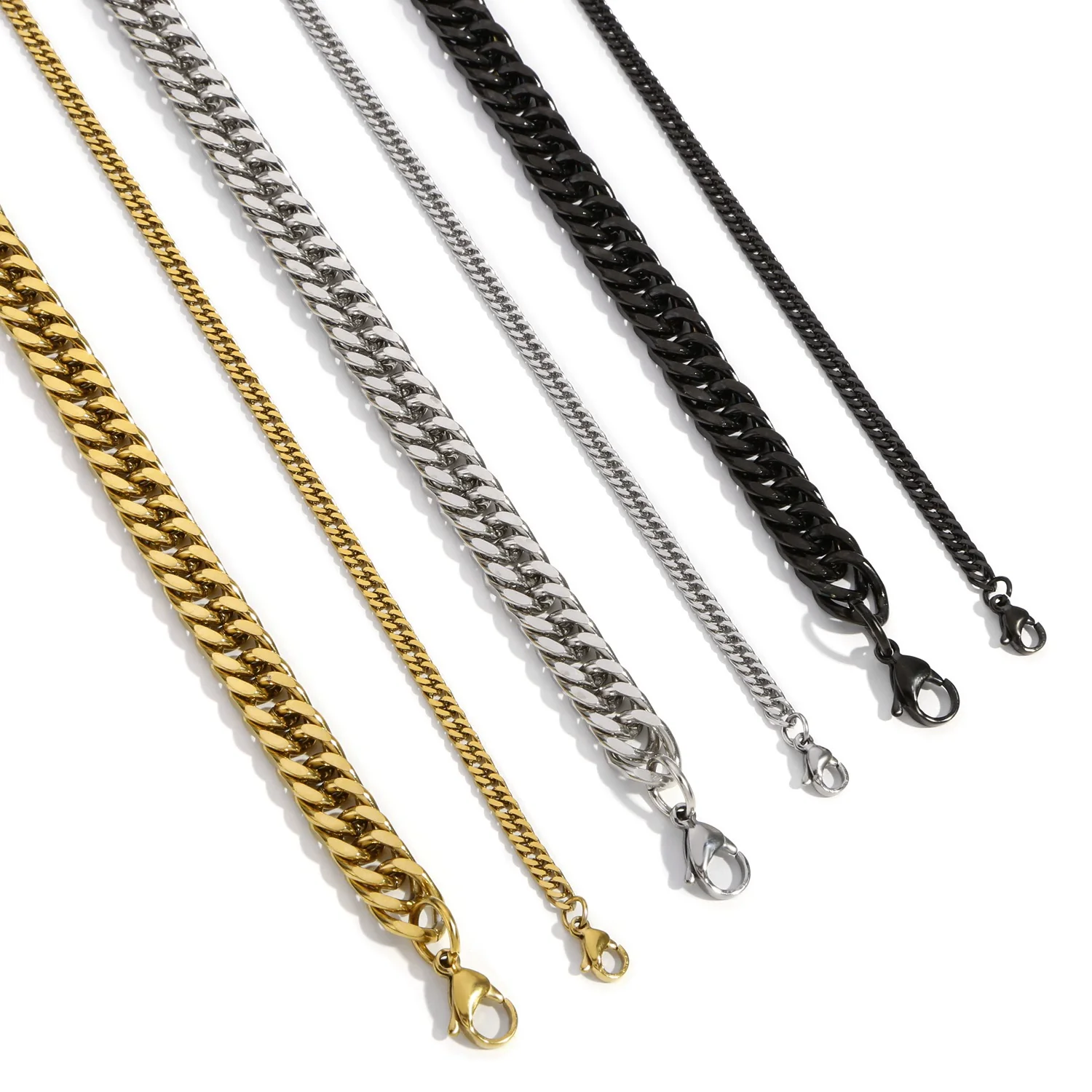 Wholesale Jewelry Stainless Steel Geometric Double Woven Double Buckle Four Sided Grinding Cuban Chain Electroplating Unisex - Image 4