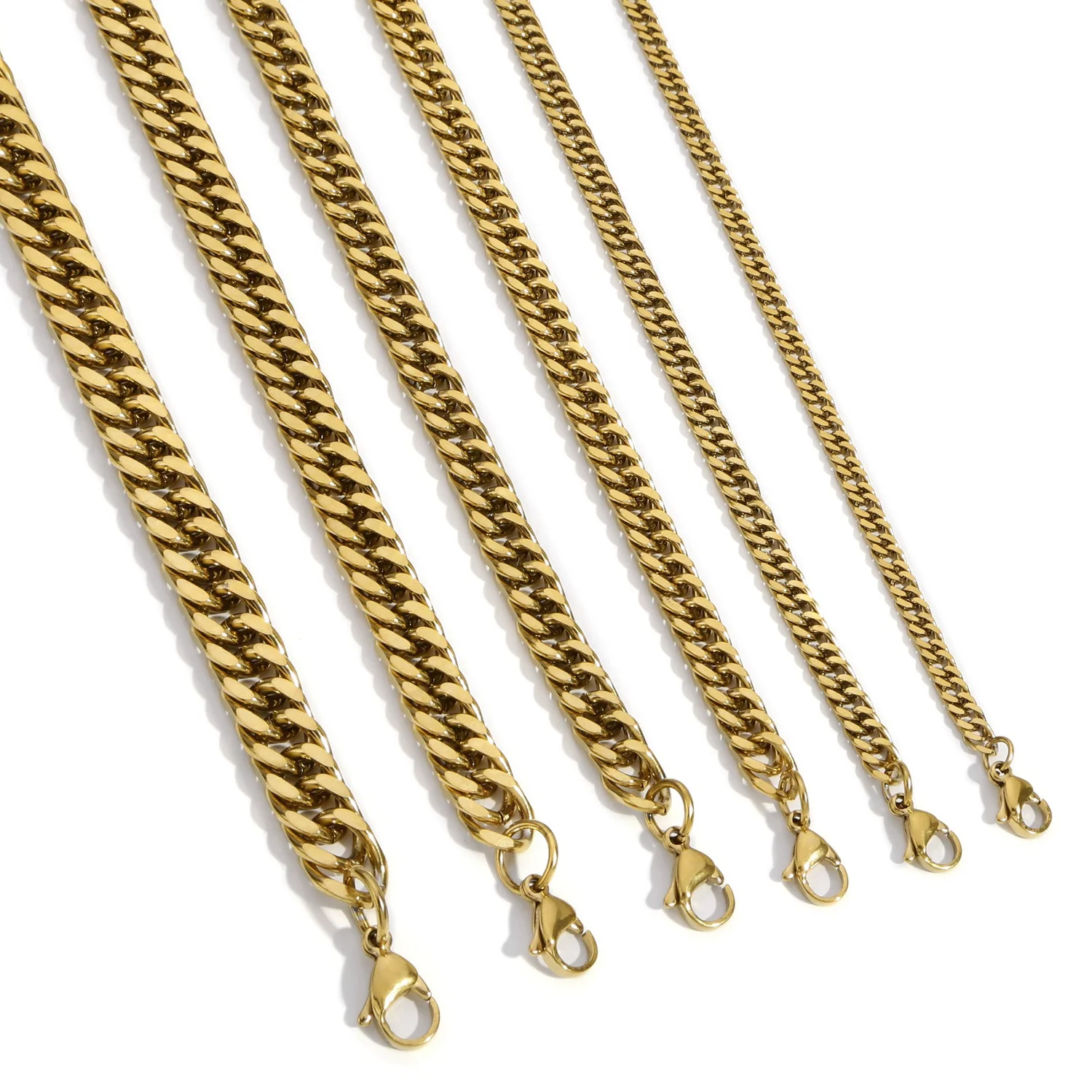 Wholesale Jewelry Stainless Steel Geometric Double Woven Double Buckle Four Sided Grinding Cuban Chain Electroplating Unisex - Image 5