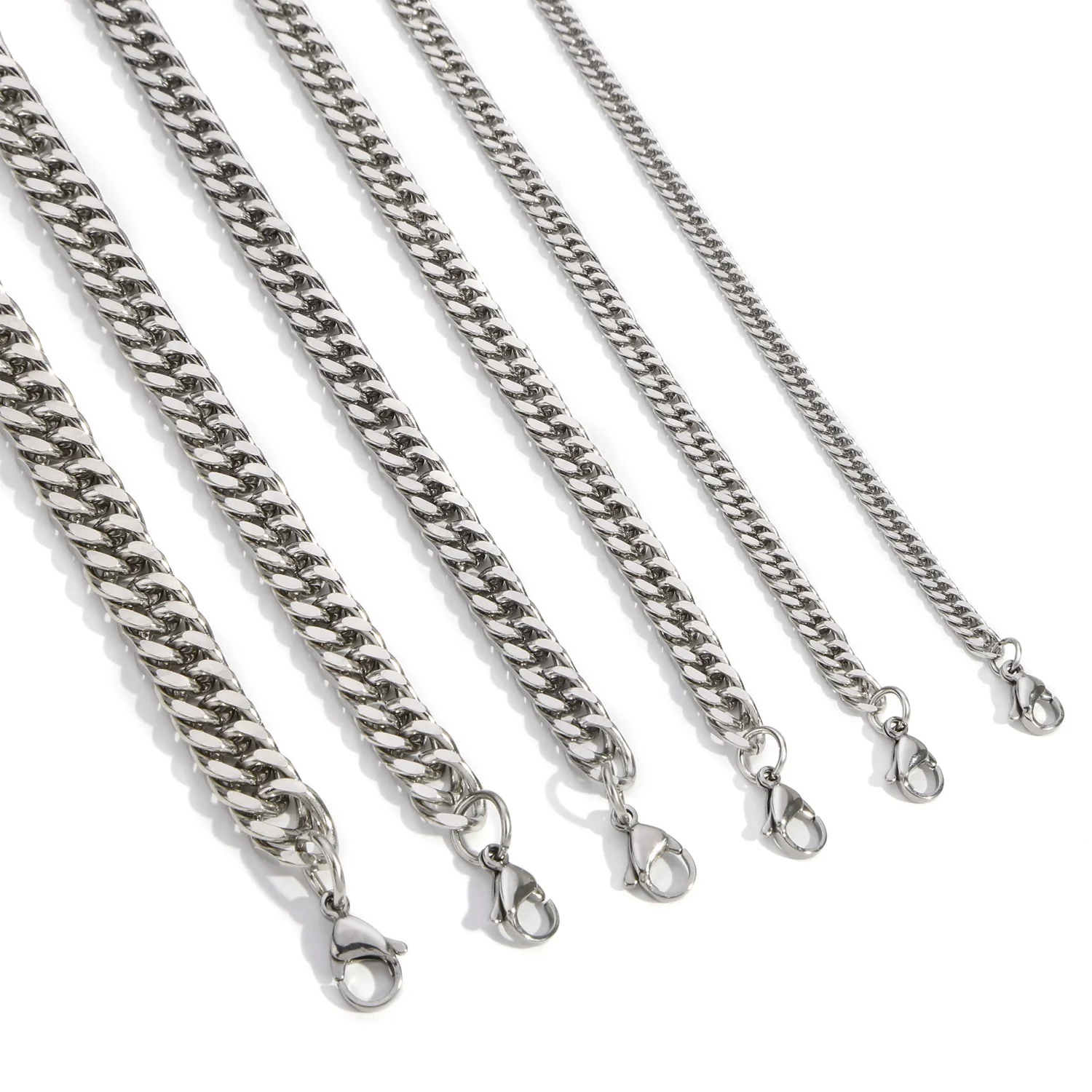 Wholesale Jewelry Stainless Steel Geometric Double Woven Double Buckle Four Sided Grinding Cuban Chain Electroplating Unisex - Image 6