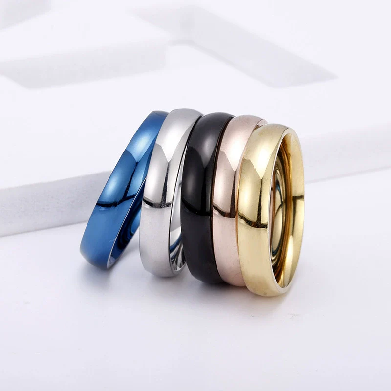 Wholesale Jewelry Stainless Steel Geometric Electroplated Unisex Ball Rings - Image 3