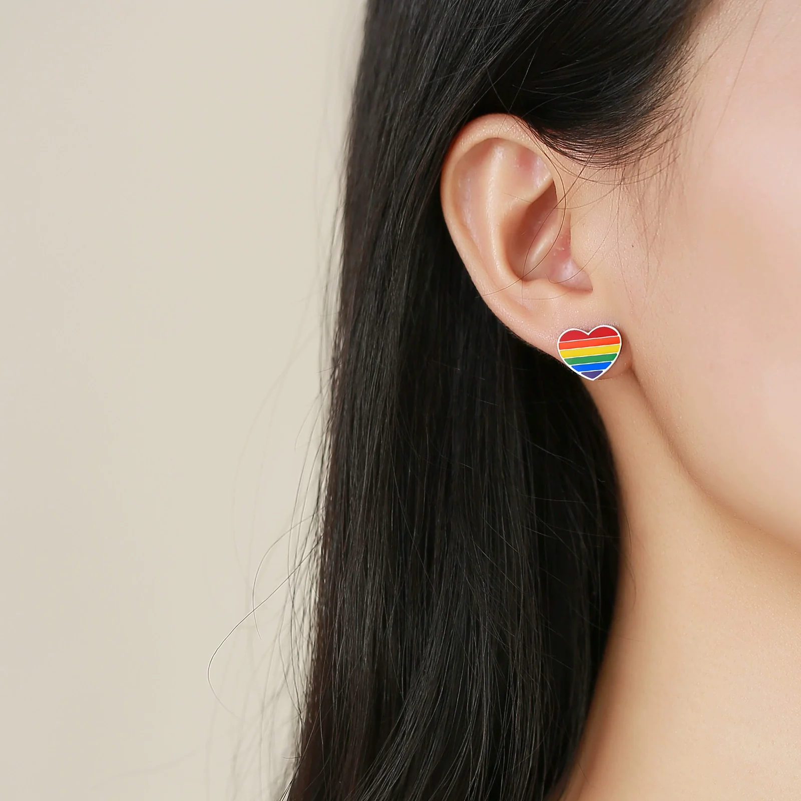 Wholesale Jewelry Stainless Steel Geometric Heartshaped Dripping Oil Earrings - Image 2