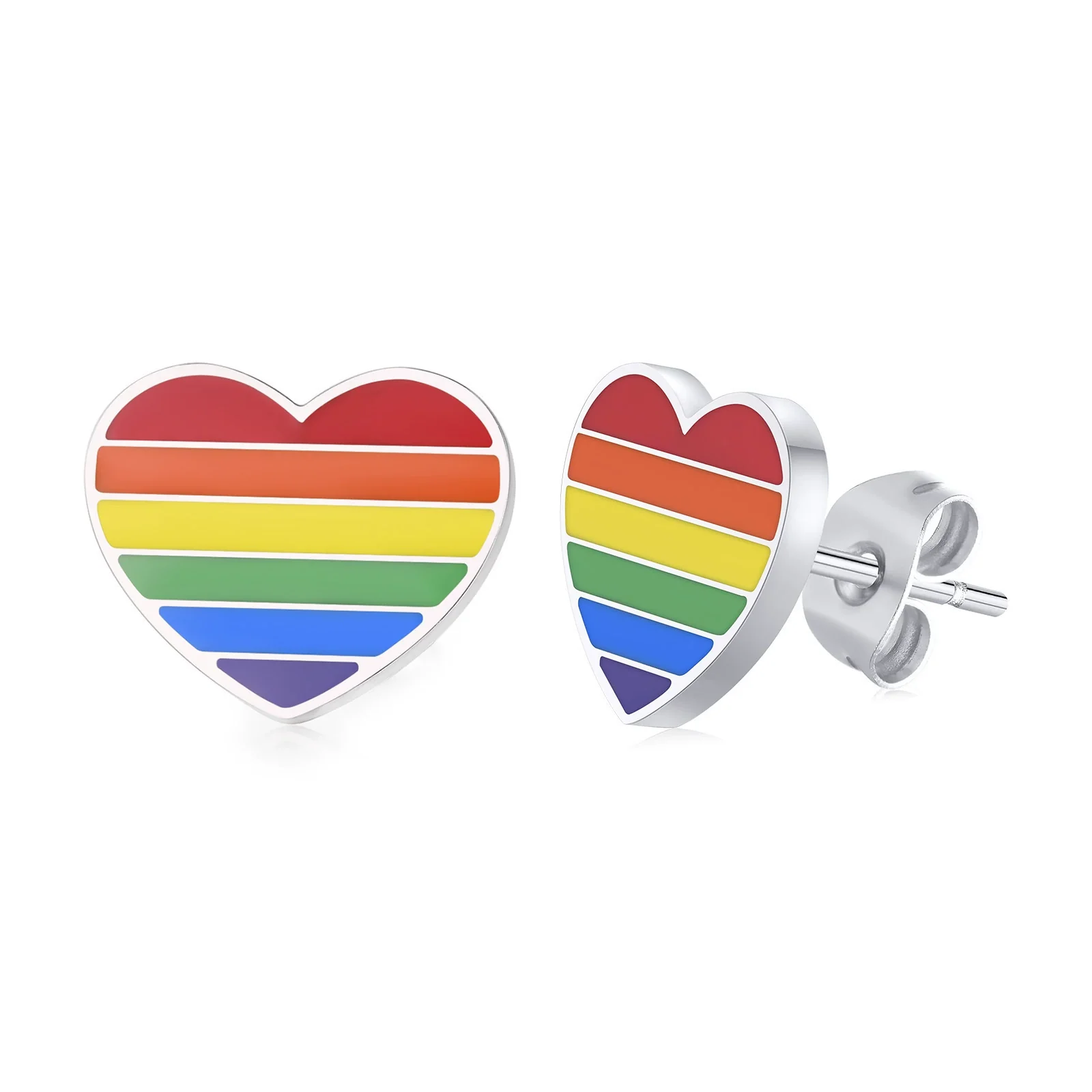 Wholesale Jewelry Stainless Steel Geometric Heartshaped Dripping Oil Earrings - Image 5