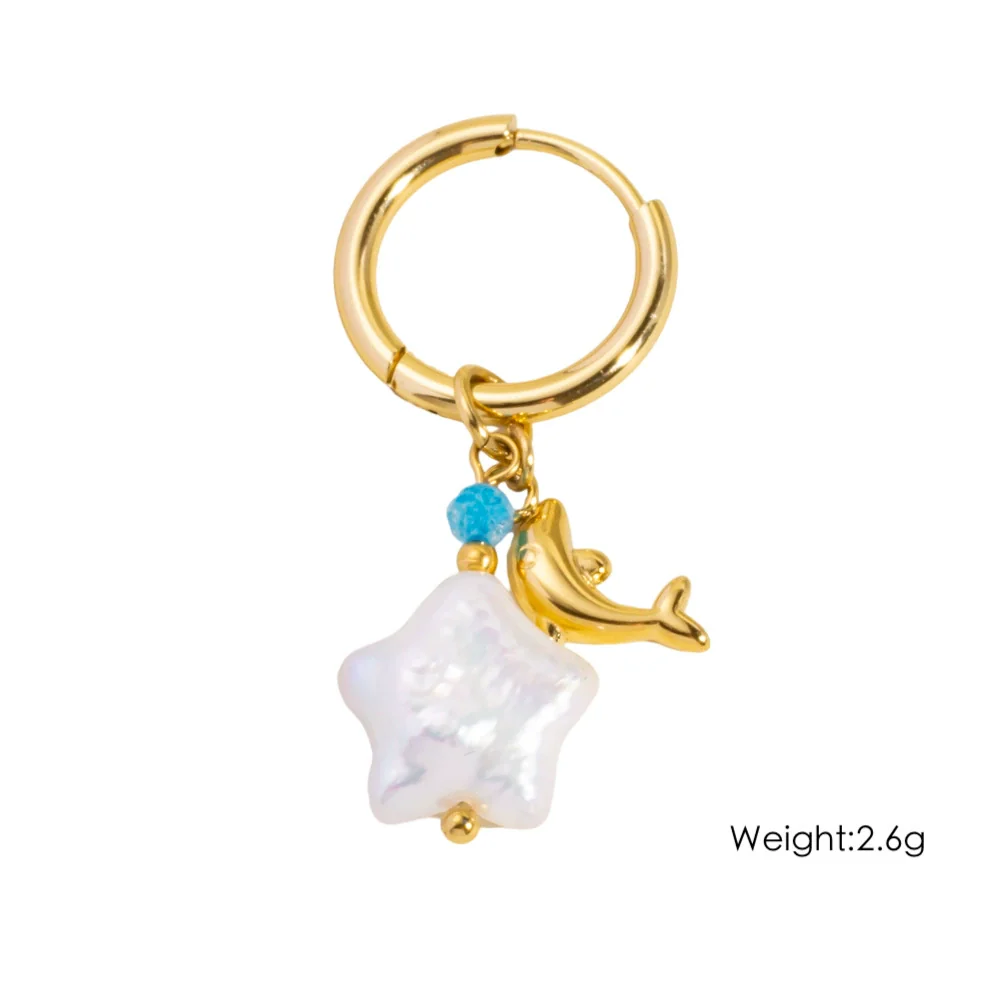 Wholesale Jewelry Stainless Steel Geometric Ocean Elements Series Earrings Furnace Electroplated For Women - Image 7