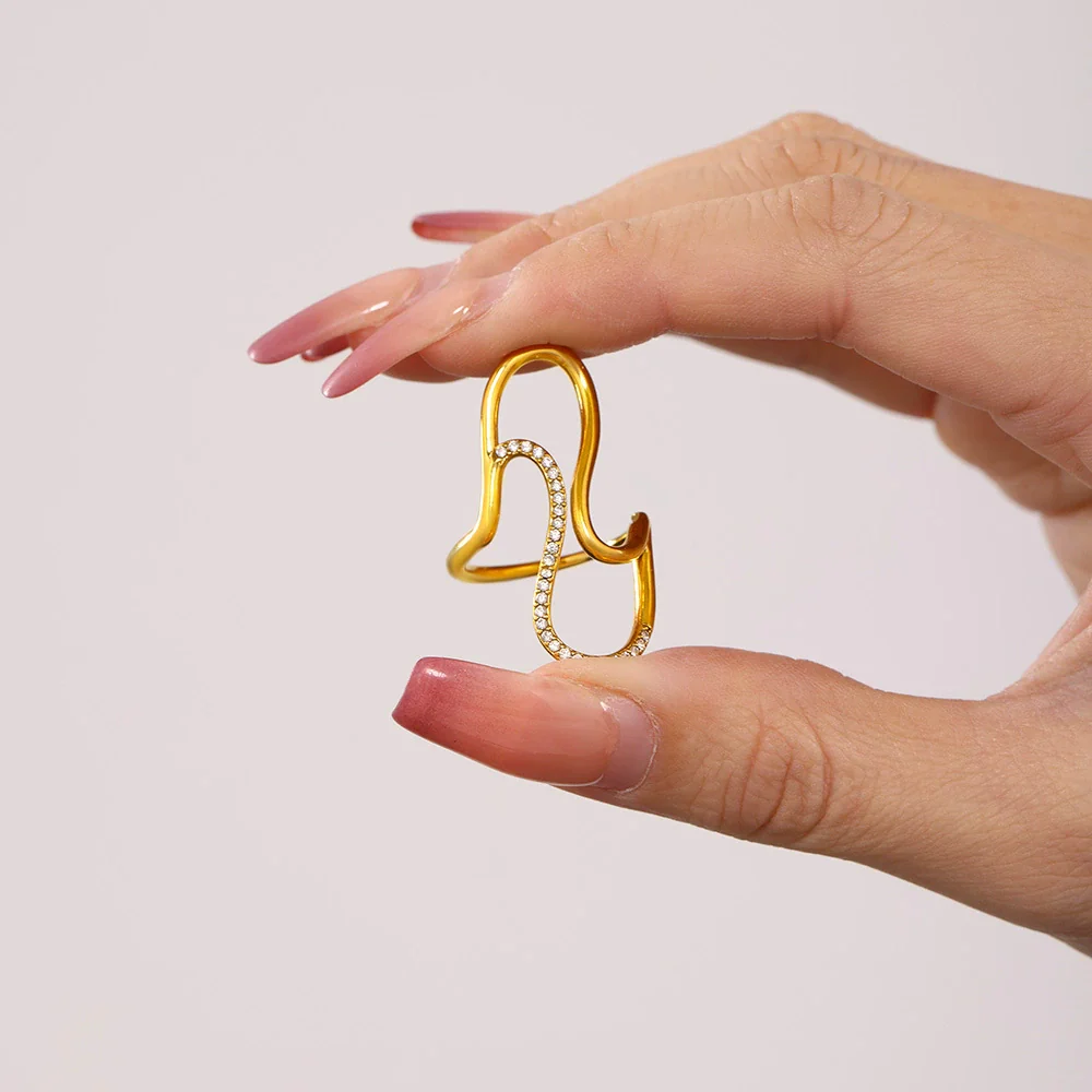 Wholesale Jewelry Stainless Steel Geometric Open Ring Electroplated For Women