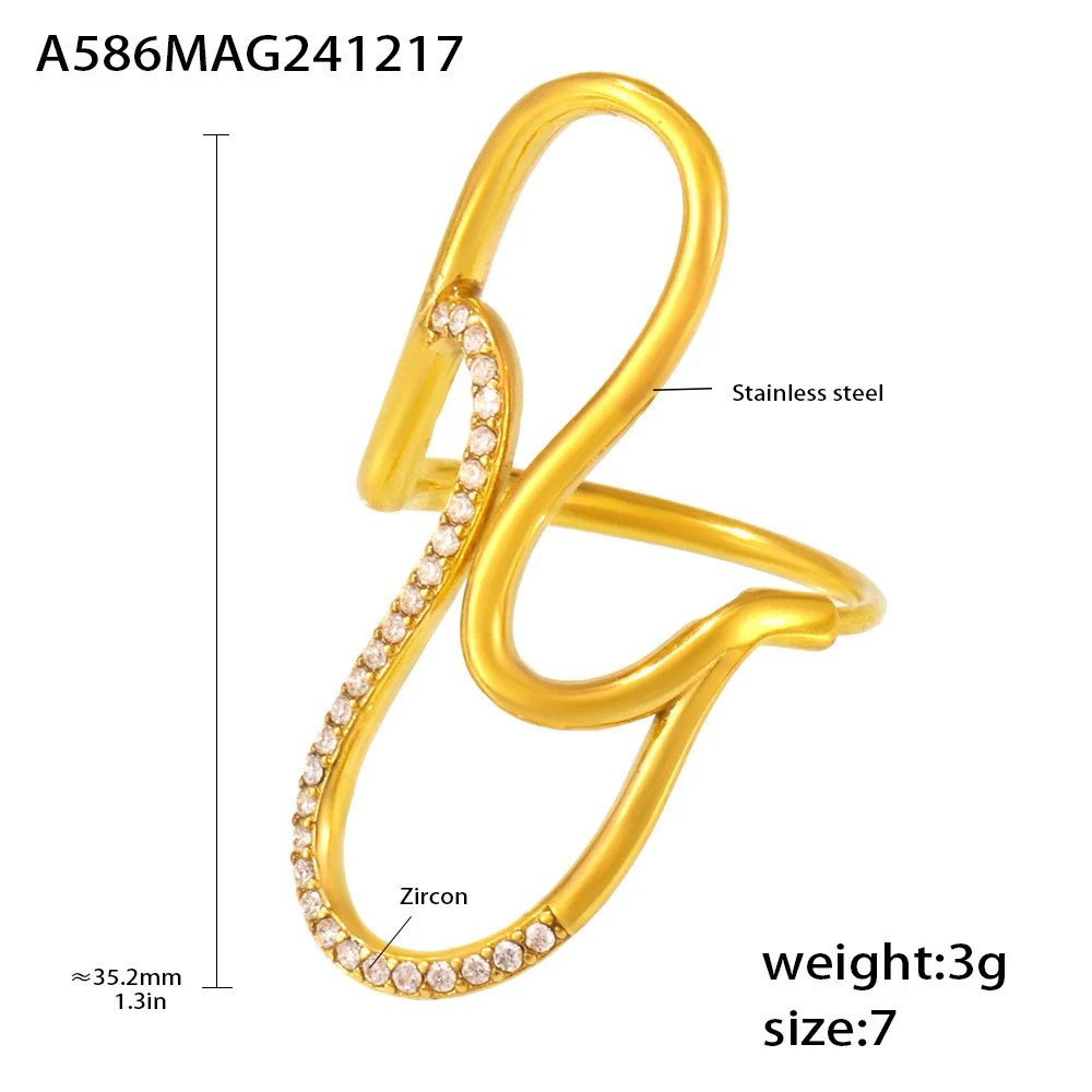 Wholesale Jewelry Stainless Steel Geometric Open Ring Electroplated For Women - Image 5