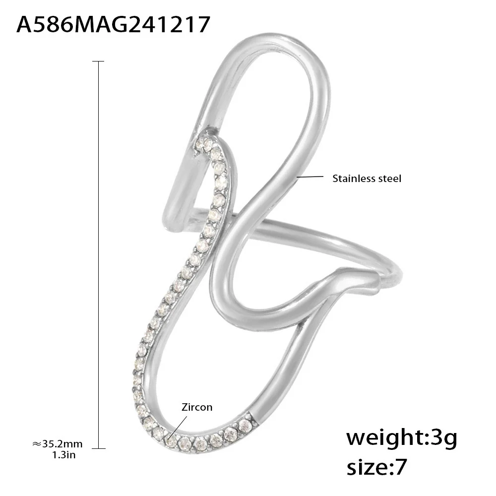 Wholesale Jewelry Stainless Steel Geometric Open Ring Electroplated For Women - Image 6