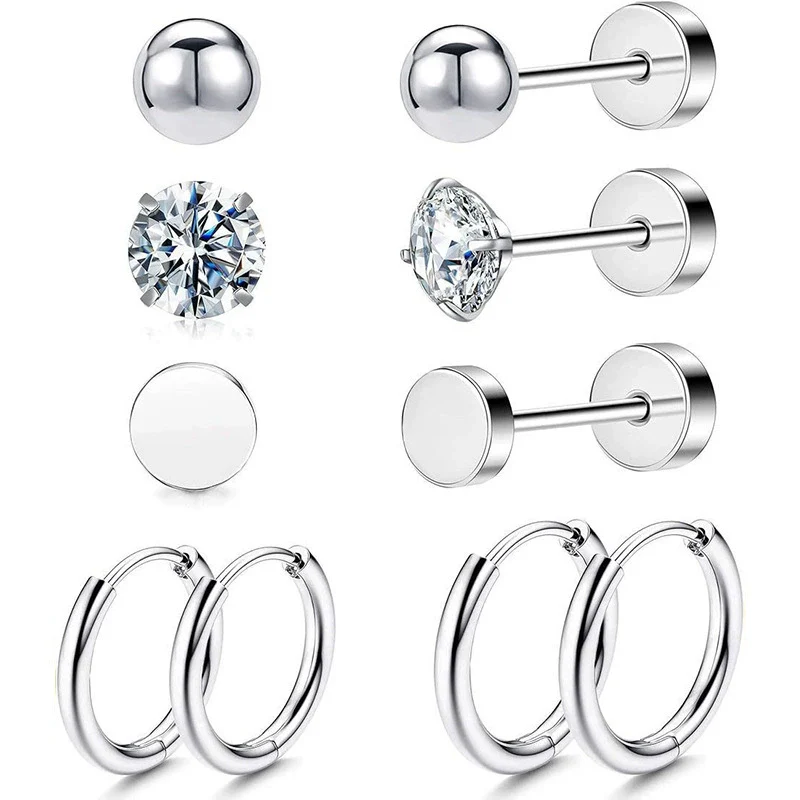 Wholesale Jewelry Stainless Steel Geometric Plant Flowers Style Electroplating Stud Earrings - Image 2