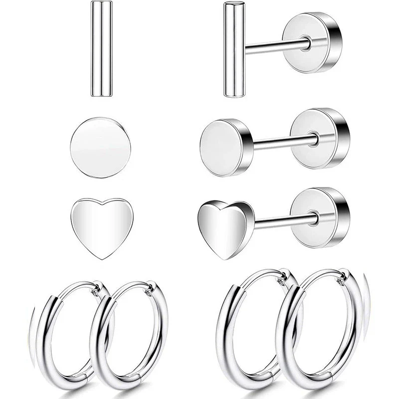 Wholesale Jewelry Stainless Steel Geometric Plant Flowers Style Electroplating Stud Earrings - Image 3