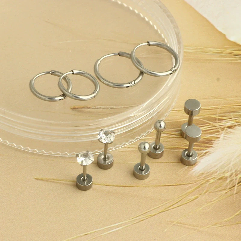 Wholesale Jewelry Stainless Steel Geometric Plant Flowers Style Electroplating Stud Earrings - Image 5